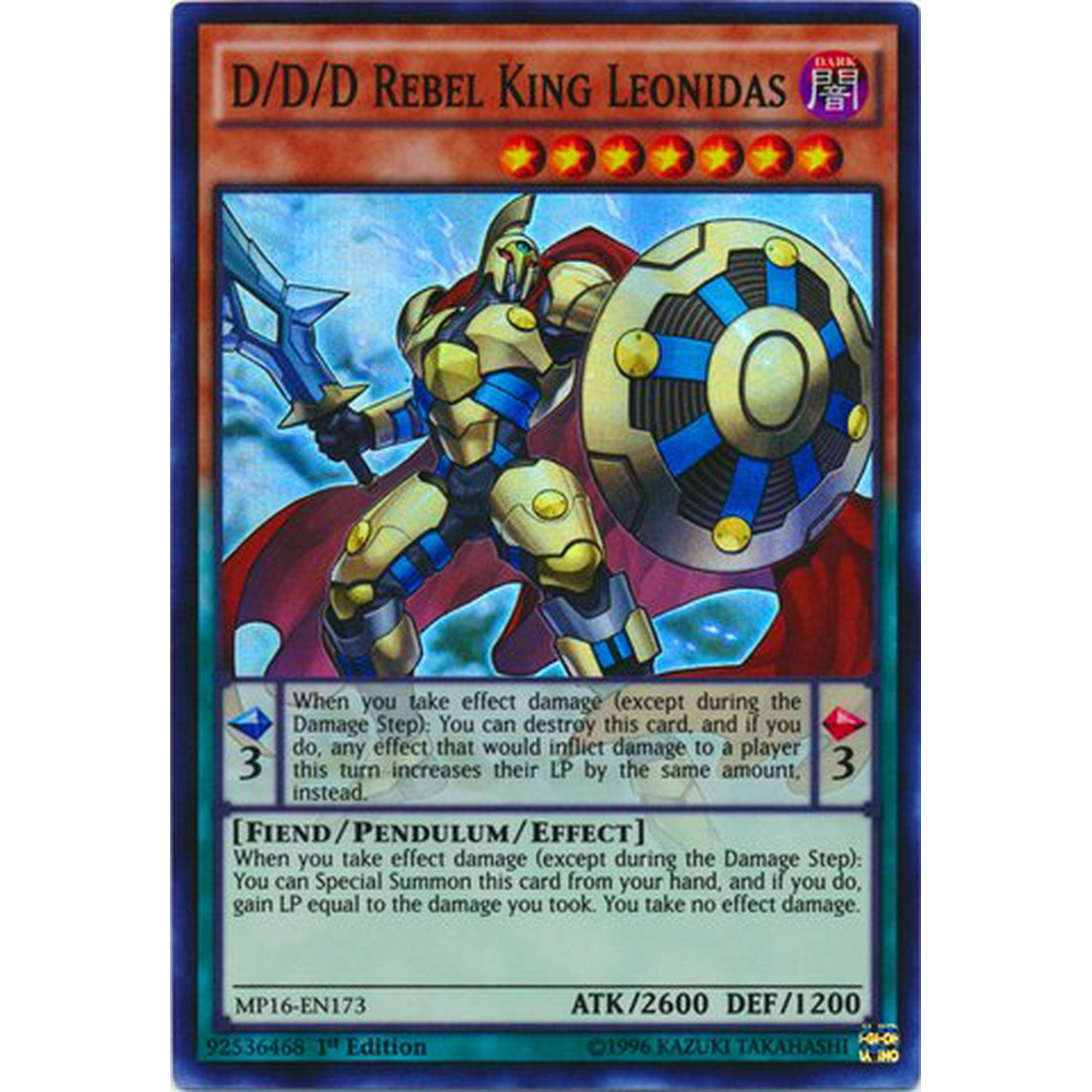 Yugioh D//D//D Rebel King Leonidas Super Rare MP16-EN173 1st Lightly Played